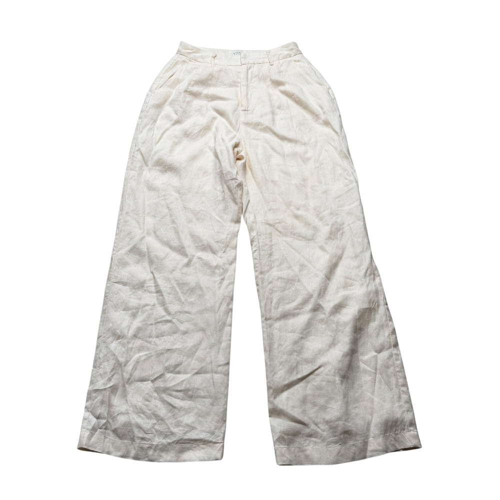 DISSH Linen Wide Leg Pants Cream High Rise Women's Size 4 Flowy